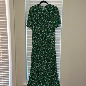Green floral mid maxi dress